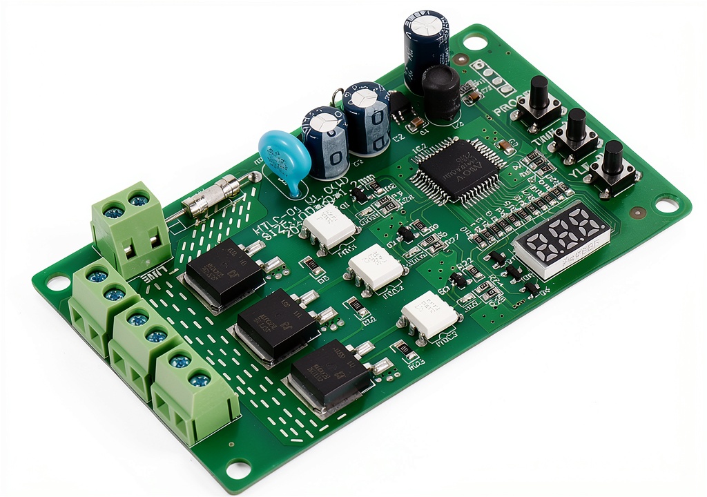 Installing briidea LD-202 traffic light controller on a wooden workbench, showing three output cables and pattern selection buttons