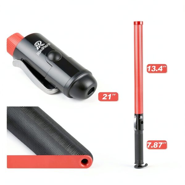 RoadHero 21 Inch Red Traffic Wand Highly Visible ABS Light with 6 LEDs-5